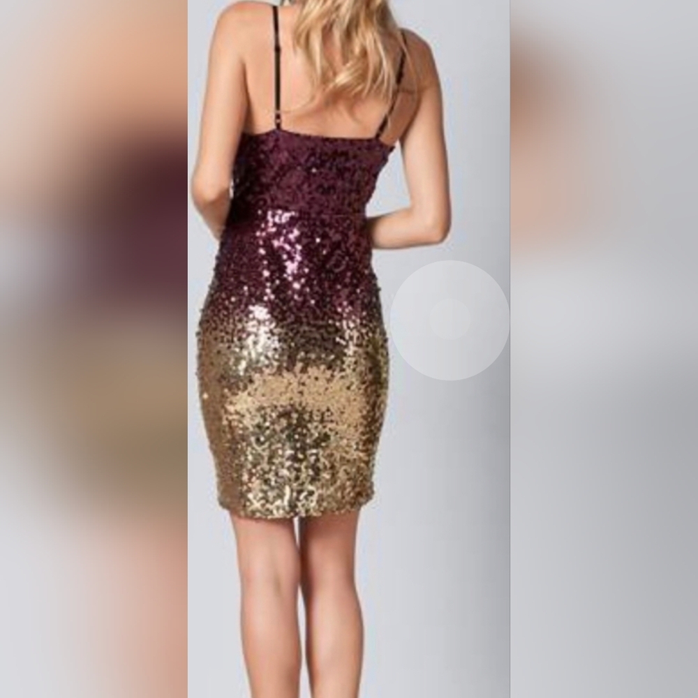 VENUS Burgundy and Gold Sequin Mini Dress **NWOT** - Picture 3 of 15